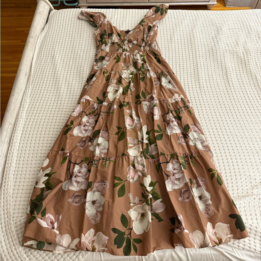 Express Floral Maxi Dress in Brown and Cream Size Large